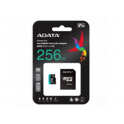 Karta pamięci ADATA 256GB Premier Pro MICROSDXC, R/W up to 100/80 MB/s, with Adapter