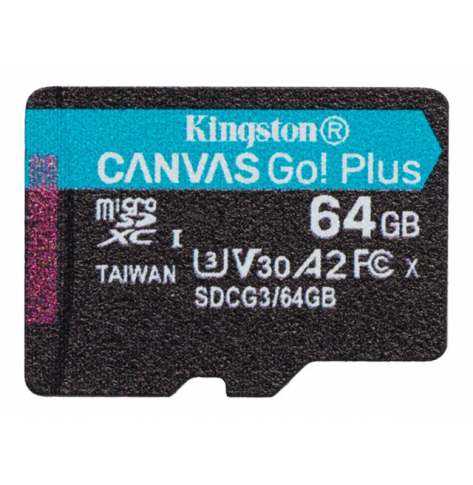 Karta pamięci KINGSTON 64GB microSDXC Canvas Go Plus 170R A2 U3 V30 Single Pack w/o ADP