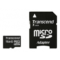 Karta pamięci Transcend Micro SDHC 16GB Class 10 +Adapter (20MB/s  /  Full HD)