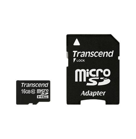 Karta pamięci Transcend Micro SDHC 16GB Class 10 +Adapter (20MB/s  /  Full HD)