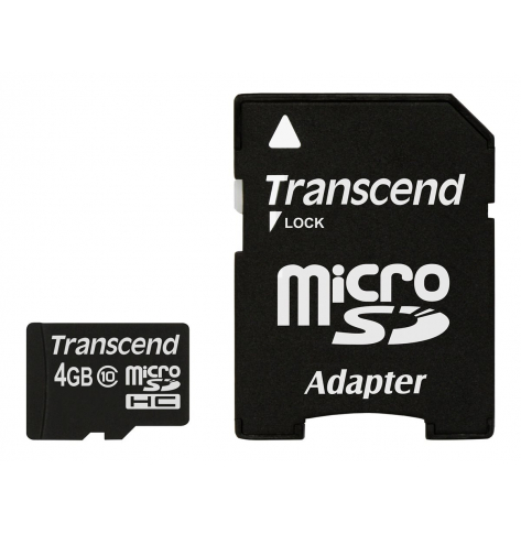 Karta pamięci Transcend Micro SDHC 4GB Class 10 +adapter ( 20MB/s  /  Full HD )
