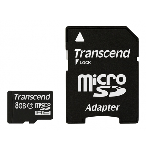 Karta pamięci Transcend Micro SDHC 8GB Class 10 + adapter ( 20MB/s  /  Full HD )