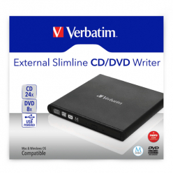 Napęd Verbatim CD/DVD, USB 2.0, Slim, Czarna