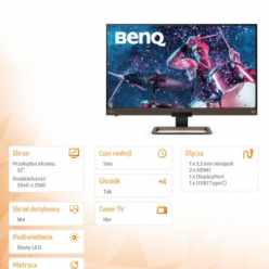 Monitor Benq 32 cali EW3280U 4K LED 4ms 3000:1 HDMI CZARNY