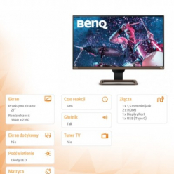 Monitor BenQ EW2780U 27 IPS UHD 350cd 1000:1 5ms 2xHDMI 1xDP USB-C głośniki