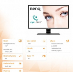 Monitor BenQ EW3270U 31.5 VA LED 3000:1 20M:1 4ms DP 2xHDMI 2x3Watt 