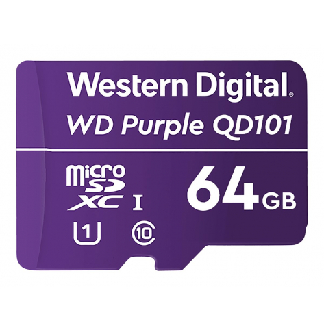 Karta pamięci WD Purple 64GB Surveillance microSD XC Class - 10 UHS 1
