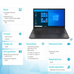 Laptop LENOVO ThinkPad E15 G2 ITU 15.6 FHD i7-1165G7 16GB 512GB W10P 1Y