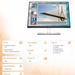 Monitor HP E24i G4 24 IPS WUXGA 3yr