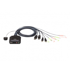 Switch Aten CS22DP 2-Port USB DisplayPort KVM Switch, Remote port selector, 1.2m cables