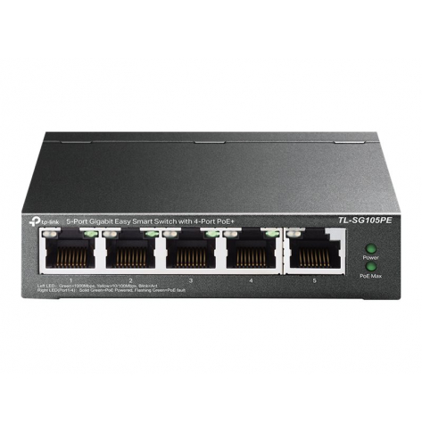 Switch TP-LINK TL-SG105PE 5-Port Gigabit Easy Smart with 4-Port PoE+ 65W PoE budget Desktop Steel Case (P)