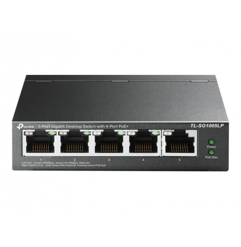 Switch TP-LINK TL-SG1005LP 5-Port Gigabit Desktop Steel Case Switch with 4-Port PoE+ 40W PoE budget (P)