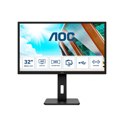 Monitor AOC Q32P2 31.5 IPS WQHD 4ms 250 cd 1000:1 HDMIx2 DP 4xUSB 3.2 głośniki