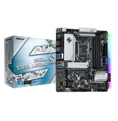 Płyta główna ASRock B560M STEEL LEGEND LGA1200 4x DDR4 6x SATA3 1x Hyper M.2 1x Ultra M.2 mATX MB