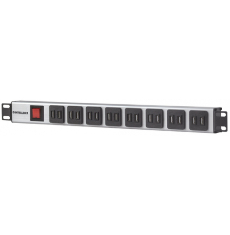Listwa zasilająca Intellinet Rack 19'', 16x USB typ A, wyłącznik, kabel 2m