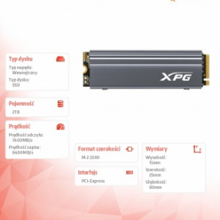 Dysk SSD ADATA S70 2TB M.2 PCIe SSD 7400/6400 MB/s