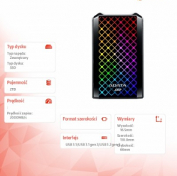 Dysk zewnętrzny ADATA SSD SE900 2TB USB3.2-A/C RGB