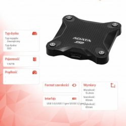 Dysk zewnętrzny ADATA SSD SD600Q 1.92TB USB3.1 Czarny