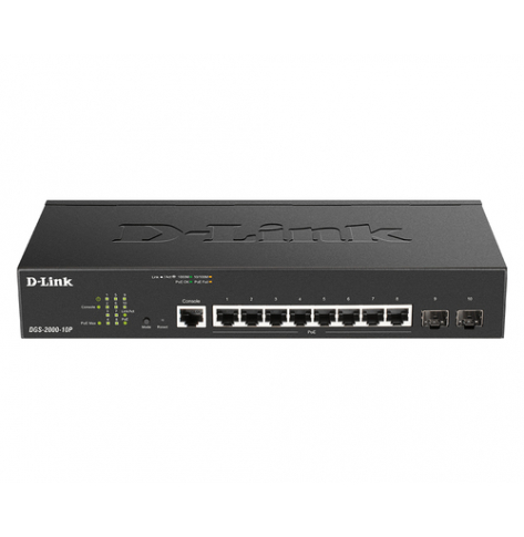 Switch zarządzalny D-LINK 8 portów 10/100/1000 (PoE+) 2 porty combo Szybki Ethernet/ Gigabit SFP