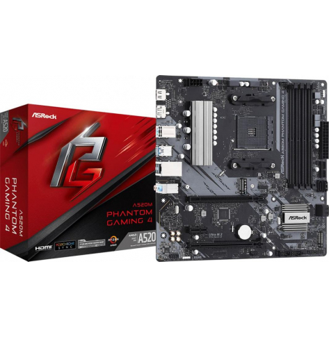 Płyta główna ASRock A520M PHANTOM GAMING 4 AM4 DDR4 4xSATA 2xM.2 mATX MB