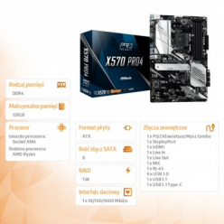 Płyta główna ASRock  X570 Pro4 AM4 4DDR4 HDMI/DP/USB M.2 ATX