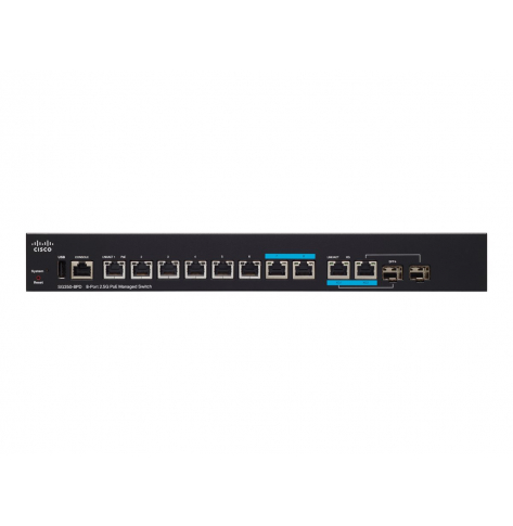 Switch zarządzalny Cisco SG350-8PD 6 portów 10/100/1000 (PoE+) 2 porty 100/1000/2.5G (PoE+) 2 porty combo SFP+