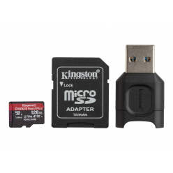 Karta pamięci Kingston 128GB microSDXC React Plus SDCR2 w/Adapter + MLPM Reader