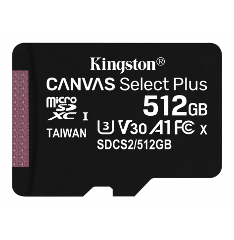 Karta pamięci Kingston 512GB microSDXC Canvas Select Plus 100R A1 C10 Single Pack w/o ADP