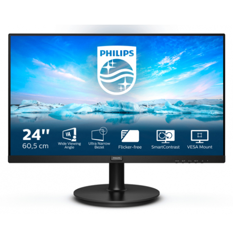 Monitor Philips 241V8L/00 23.8 VA LCD 16:9 FHD 4ms 250cd/m2 3000:1 VGA HDMI