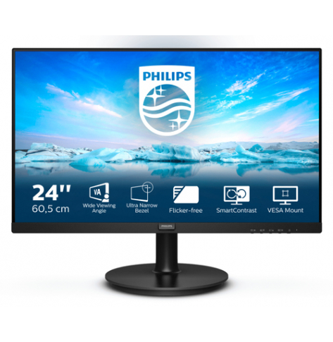 Monitor Philips 241V8LA/00 23.8 VA LCD 16:9 FHD 4ms 250cd/m2 3000:1 VGA HDMI