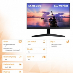 Monitor Samsung LF27T700QQ 27 2560x1440 WQHD 16:9 300cd/m2 1xDP 2xHDMI
