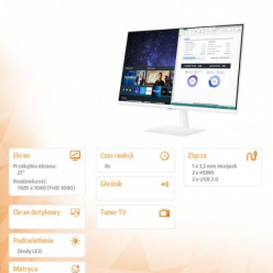 Monitor Samsung LS27AM501NUXEN 27 VA FHD 200cd/m2 HDMIx2 White