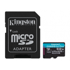 Karta pamięci Kingston 512GB microSDXC Canvas Go Plus 170R A2 U3 V30 Card + ADP