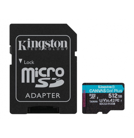Karta pamięci Kingston 512GB microSDXC Canvas Go Plus 170R A2 U3 V30 Card + ADP