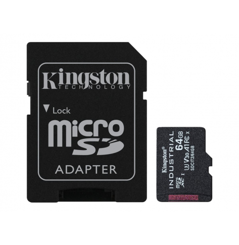 Karta pamięci Kingston 64GB microSDXC Industrial C10 A1 pSLC Card + SD Adapter