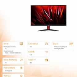 Monitor Acer 27 cali Nitro KG272Sbm iipx ZeroFrame 165 Hz 