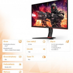 Monitor AOC 24G2ZU 23.8 LED 240Hz HDMIx2 DP USB 