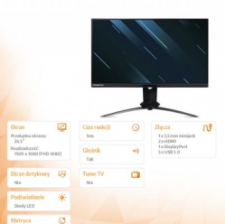 Monitor Acer 25' Predator X25 IPS, ZeroFrame, 360Hz