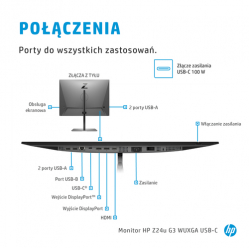 Monitor HP Z-Display Z24u G3 24 IPS UXGAUSB-C DP HDMI 3YW