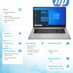 Laptop HP 470 G8 17.3 FHD i5-1135G7 512GB 16GB W10P 1Y