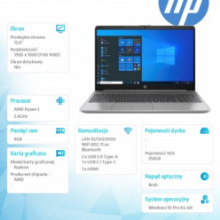 Laptop HP 255 G8 15.6 FHD R3-5300U 8GB 256GB W10P 1Y