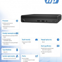 Komputer HP Inc. Desktop Mini 260DM G3 i5-7200U 1TB 8GB W10P