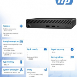 Komputer HP Inc. Desktop Mini 260DM G3 i5-7200U 256 8GB W10P