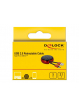 Kabel DELOCK USB-A/M do USB-C/M 2.0 czarny/czerwony 92cm retrakcyjny