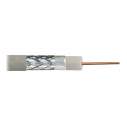 DIGITUS Coaxial cable RG-6 75 Ohm shielded foil + braid 77 percent Eca PVC 100m white reel