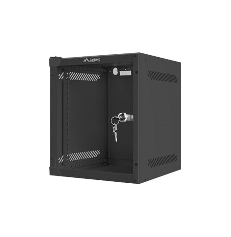 Szafa serwerowa Lanberg Rack cabinet 10inch wall mount 6U 280x310 black with metal door flat pack