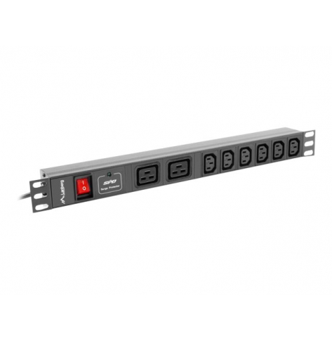 Listwa zasilająca Lanberg PDU 19 1U 16A 2x C19 6x IEC C13 sockets 2m black C20