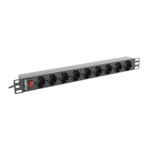 Listwa zasilająca Lanberg PDU 19 1U 16A 9 schuko 3m black