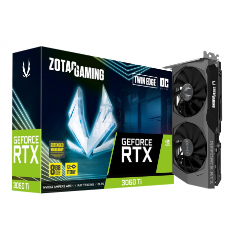 Karta graficzna ZOTAC GAMING GEFORCE RTX 3060 Ti Twin Edge OC LHR 8GB GDDR6 256bit 1695/14000 HDCP 3xDP HDMI Medium Pack