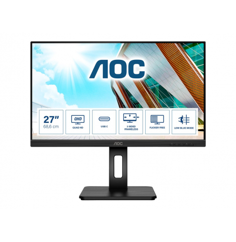 Monitor AOC Q27P2CA 27 2560x1440 IPS Flat 150mm Pivot USB-C DISPLAY power delivery 65W 75Hz